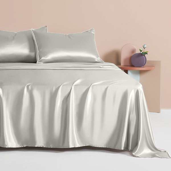 Silk Flat Sheet Fog Grey