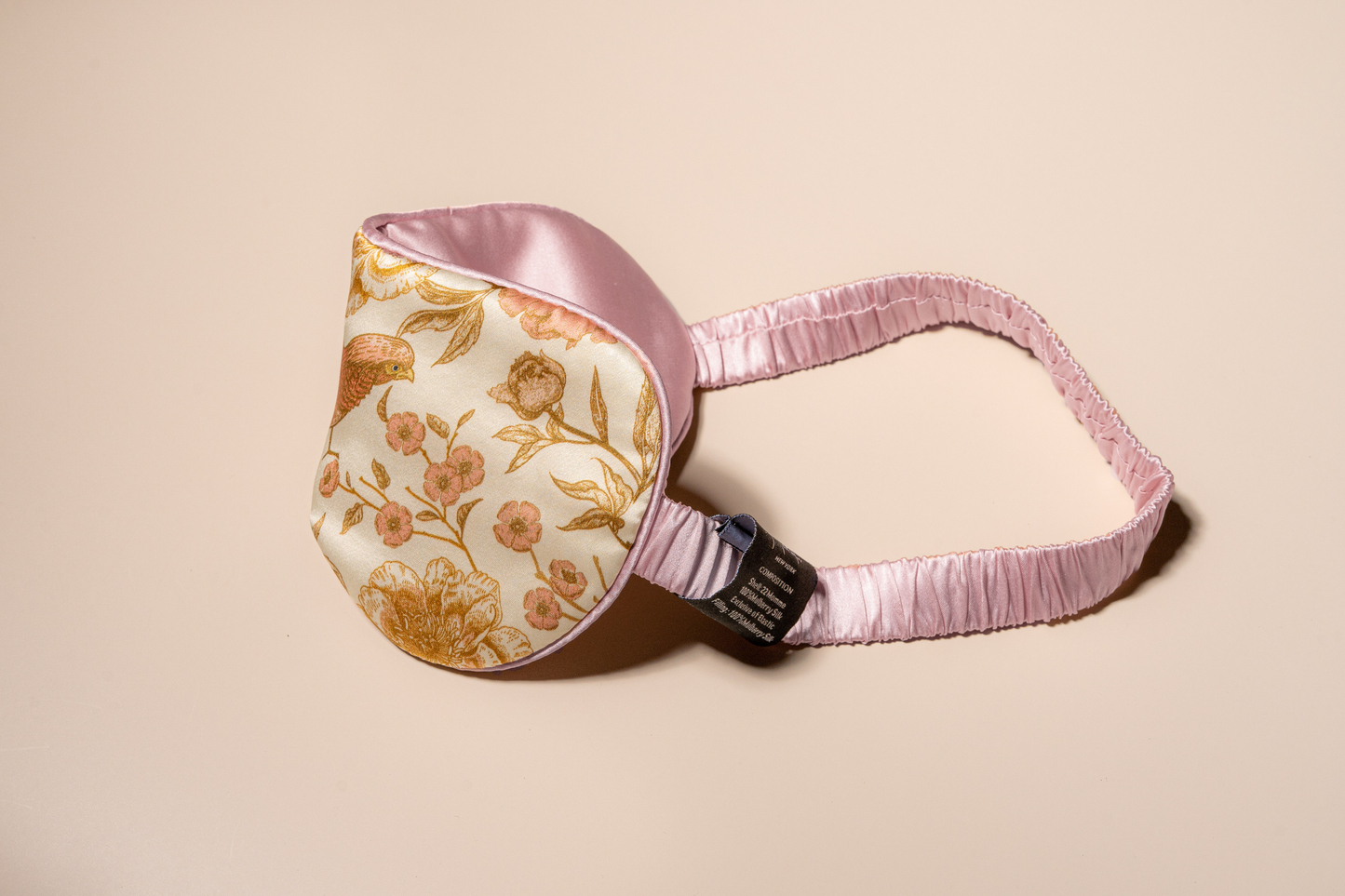 Purple Pink Bird Printed Silk Eye Mask