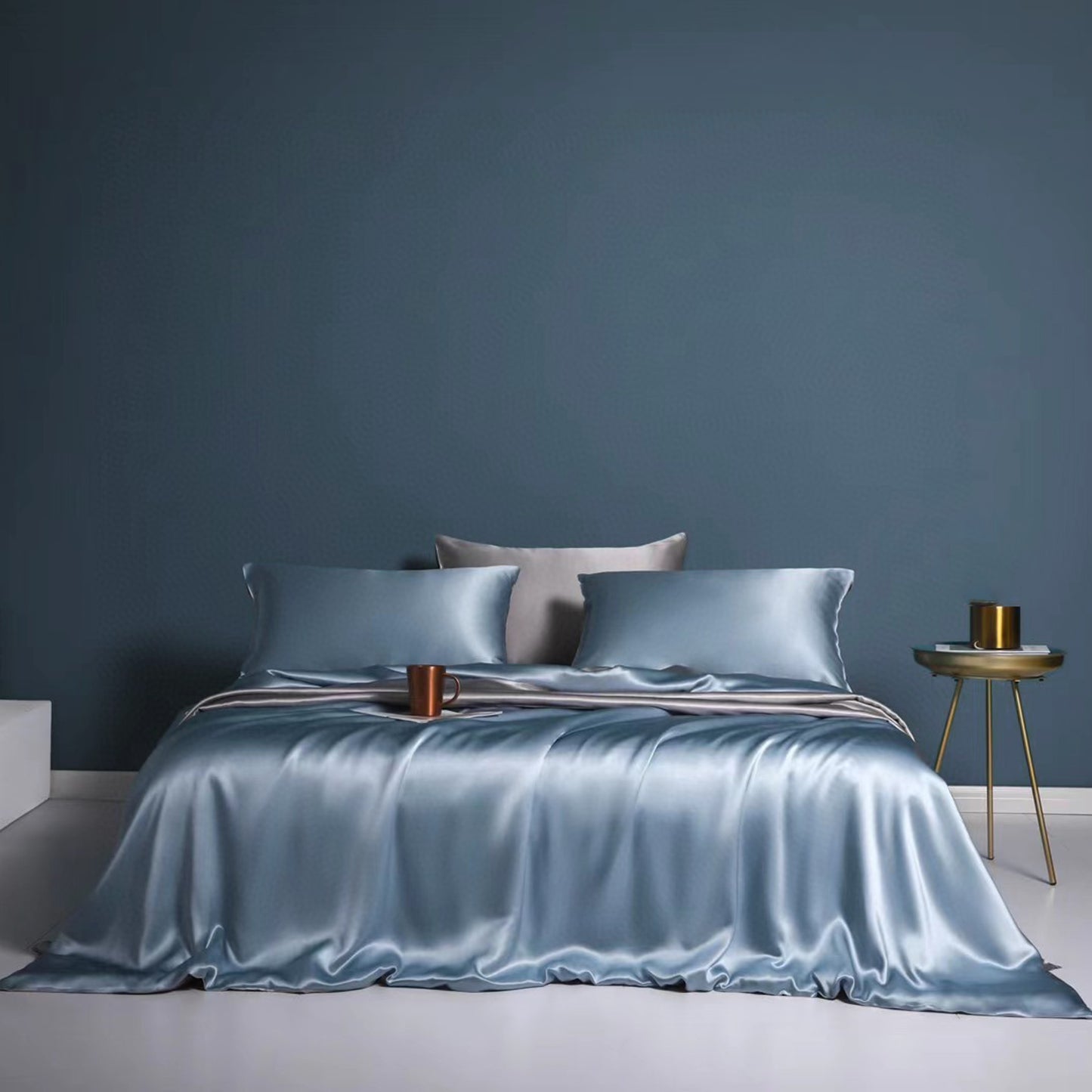 Silk Duvet Cover, Serenity Blue