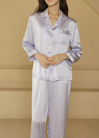 Piped Silk Pajama Set, Avocado